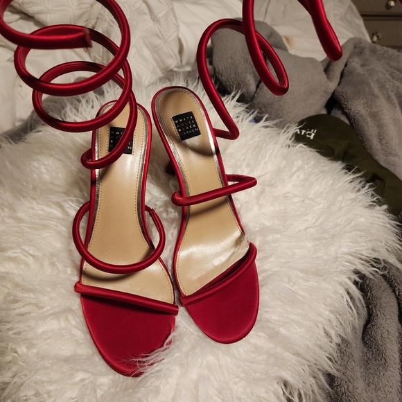 White House Black Market Shoes - White House Black Market Red Strappy Heels